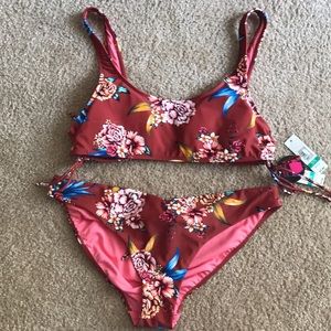 Maroon floral bikini